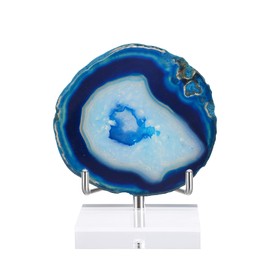 BTSKY Large Size Adjustable Silver Metal Arm Display Stand Easel with Square Acrylic Base, Display Holder for Geodes Rock Mineral Agate Fossil Coral Coin