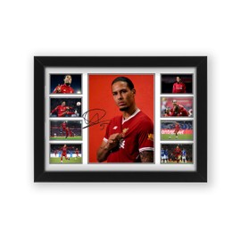 Virgil van Dijk (Liverpool FC) Signed Poster Print- Limited Edition Autograph Fan Gift – Collectible Memorabilia Merchandise (Framed A4 (30x21cm))