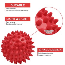 URAQT Fascia Ball, Set of 2 Small Hedgehog Balls, Hard, Fascia Massage Ball with Nubs, Massage Balls for Treating Muscle Tension, Hedgehog Balls, Massage Ball for Feet, Back, Neck, Hands (Red)