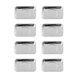 Rechabite 8 Pieces Rectangle Magnetic Trays Set Stainless Steel Magnet Tool Tray Parts Holder for Screws, Sockets, Bolts, Pins, Mechanic's and Automotive