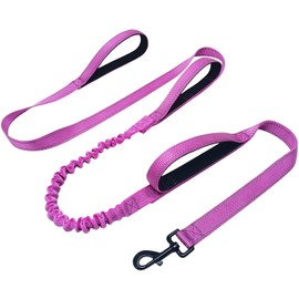 WYuZe 3 Handle Dog Leash 7 FT, Traffic Padded Triple Handles, Shock Absorbing Bungee, Reflective Nylon, Heavy Duty Training Leash for Large Medium Dogs That Pull, Purple