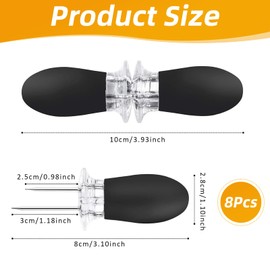 Pack of 8 Corn Holders, Stainless Steel, Corn Skewers, Black, Rustproof Corn on the Cob Skewers for BBQ and Kitchen, Non-Slip Double Prong Corn Holder, Reusable Corn Pick Forks