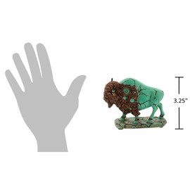 The Bridge Collection Turquoise Inspired Buffalo Figurine - Western Bison Statue with Rustic Distressed Finish - Lodge and Farmhouse Wildlife Decor Accent