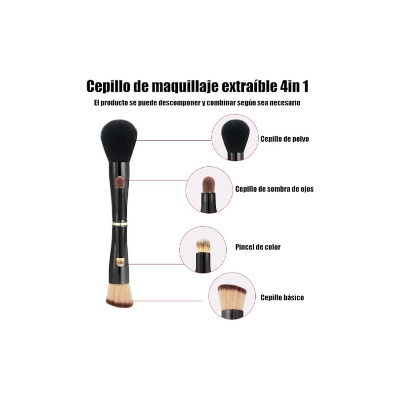 Cepillo De Maquillaje De Doble Cara 4 En 1 Cepillo