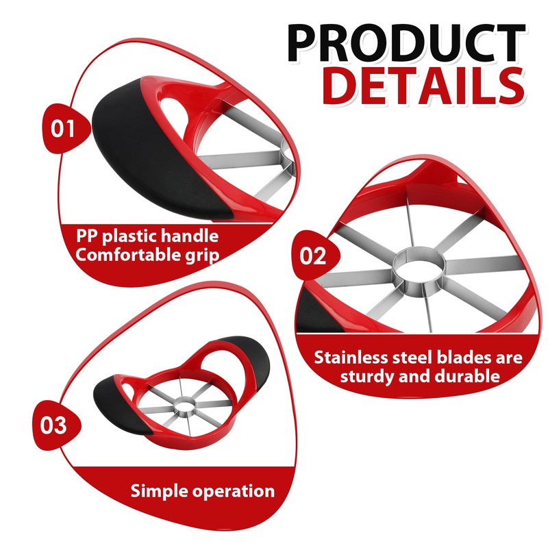Apple Corer and Slicer - Stainless Steel Fruit Cutter, Ergonomic