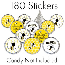 Bee Gender Reveal Party Favor Stickers - 180 Labels