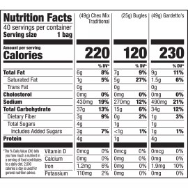 Bugles/Chex Mix/Gardettos Bugles, ChexMix and Gardetto Variety Pack Snack Mix (40 ct.)