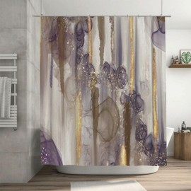 FFAFSS Shower Curtains for Bathroom,Mid Century Modern Brown Gray Purple Gold Beige Shower Curtain Bath Decor Waterproof Bathroom Curtain 72 X 72 Inch