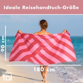 Blumtal Microfibre Beach Towel, 90 x 180 cm, Compact and Quick-Drying Leo Towel/Beach Towel XXL, Beach Blanket, Sand-Free with Band, Quick-Drying Bath Towel, Pink Zigzag