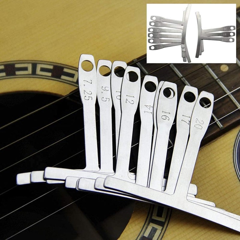 BOBOZHONG Understring Radius Gauge,9PCS Guitar Luthier Tool,Radius Gauge Set Stainless