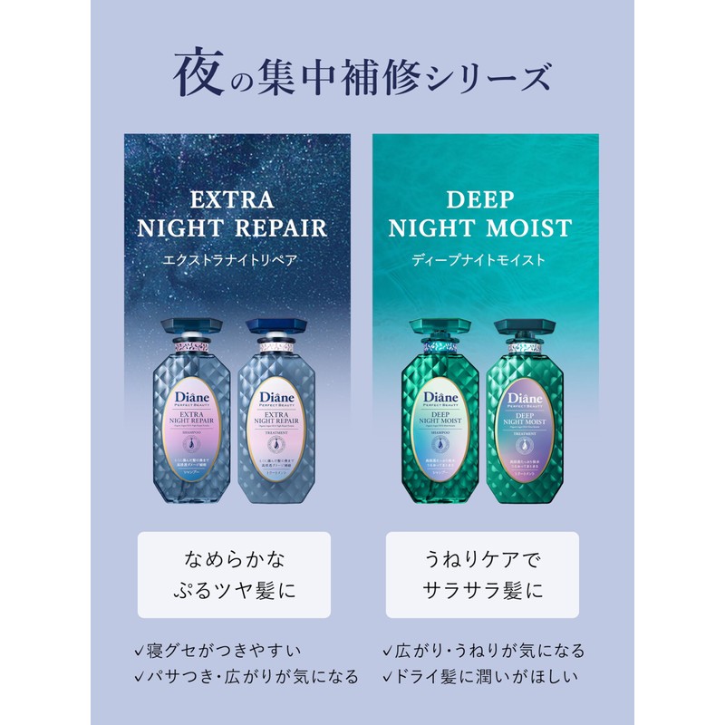 Diane (ダイアン) Diane Large Capacity Shampoo [Night Deep Repair] Blue