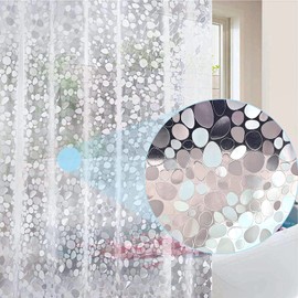Tonnali Extra Wide Shower Curtain Liner 96 x 72 inch, EVA Weighted Bathroom Shower Liner with 4 Strong Magnets, Heavy Duty,Pebble (96" W X 72" H)