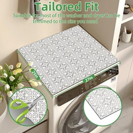 2PCS 27'' x 25'' Washer and Dryer Covers for the Top, Non-Slip Washing Machine Cover, Diatomite Washer Dryer Top Protector Mat for Laundry Kitchen Home