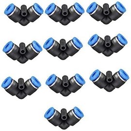 Emsoulnioi Air Hose Quick Fitting One-Touch Pipe Fitting Union Straight Quick Fitting Plastic Air Connector Adapter L Type 6MM/10pcs