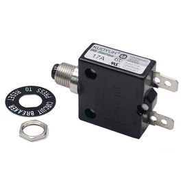 KUOYUH USA 17 Amp 98 Series Quick Connect Terminals Push-to-Reset Thermal Circuit Breaker with Transparent Waterproof Button Dust Cover (1-Pack)