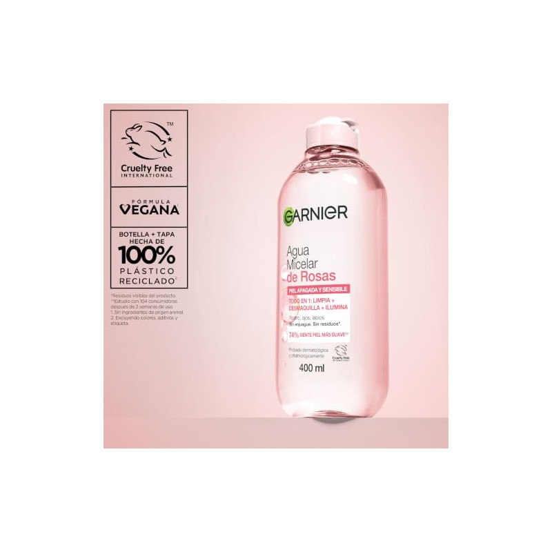 Garnier Skin Active Agua micelar desmaquillante con Agua de Rosas,