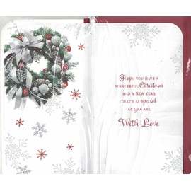 Brother And Sister-In-Law Christmas Card ~ Traditional Christmas Robins & Snowflakes Quality Slim Card