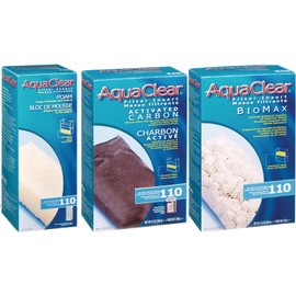 AquaClear Fluval 110 Maintenance Kit Hang on Back Aquarium Filter Aqua Clear AC110 Carbon Foam Biomax 3 Month Supply
