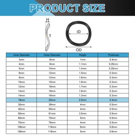 sourcing map Wave Spring Washer, 50Pcs 0.98"x0.75"x0.02" (ODxIDxT) - Iron Curved Washer for Screw Bolt, Wave Washers Gaskets for Machinery (Black)