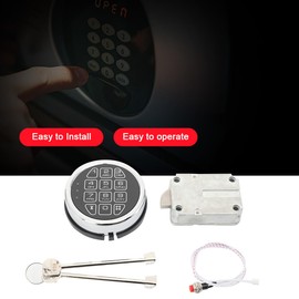 Cozyel Gun Safe Lock Replacement Solenoid Lock with 2 Override Key, Chrome Digital Electronic Keypad Lock for Swing Bolt Safes, Reset Cable, Circuit Board Lock