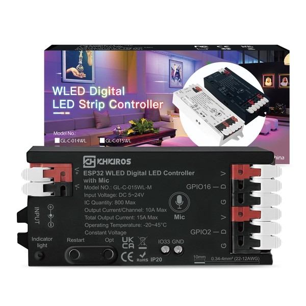 WLED LED Controller with Microphone, ESP32 WLED Digital LED Strip