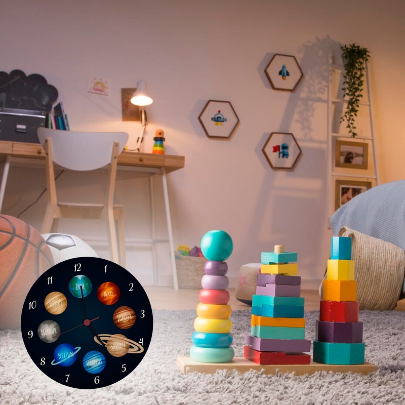 speecheese Planets of the Solar System Wall Clock Aluminium for
