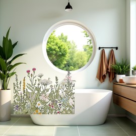 PVC Material Plant Leaves Sticker Green Plant Self-Adhesive Removable Waterproof Sticker Mural Wall Stickers for Toilet Bathroom Cistern Home Decor 1pc Toilet and Urinal Parts