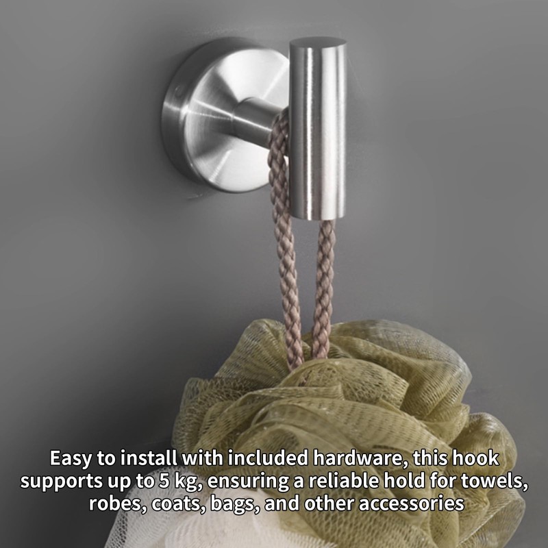 IUSOT 4 Pack Brushed Silver Towel Hooks – Heavy Duty
