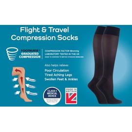 IOMI Footnurse | SockShop | Flight and Travel Compression Socks | 17mmHg at an ankle cicumference of 24cm | Men's Size | British BS661210:2018 | Black (AU, Numeric, 12, 14, Regular, Regular, Black)