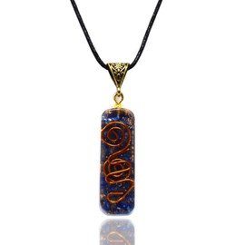 Orgonite Shop Lapis Lazuli Protection Orgonite Pipe Shape Pendant/Orgone Pendant Necklace With Chakra Crystals For Energy Generator