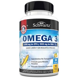 Omega 3 EPA y DHA Fish Oil 2250 mg, Suplemento Alimenticio de Aceite de Pescado de Alta Concentración, Sabor Limón, Non-GMO, Sin Gluten, 90 Cápsulas B