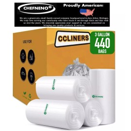 CCLINERS 2-3 Gallon Clear Small Garbage Trash Bags, 440 Count