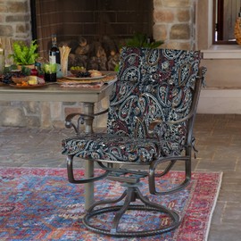 Arden Selections Outdoor Chair Cushion, 21 x 20, Rain-Proof, Fade Resistant 20 x 21, Navy Palmira Paisley