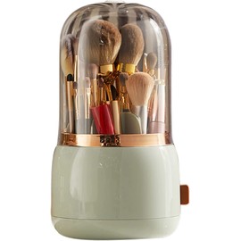 Organizador de Brochas de Maquillaje con Tapa Organizador Giratorio para Brochas de Maquillaje con Tapa Soporte para Brochas Giratorias Contenedor para Taza de Almacenamiento para Cambiador