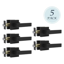 KNOBWELL 5 Pack Matte Black Door Handle Heavy Duty Door Lever Privacy Door Lock Set Door Hardware, Left or Right Handing Door Handles, Interior Door Handle 2.07 lb One Lever