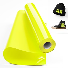 IROHTV Neon Yellow Heat Transfer Vinyl HTV Vinyl Roll, 12" x 8ft Iron on Vinyl Compatible with Cricut and All Cutting Machine, Black Heat Press Vinyl for DIY T Shirts