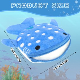 Enyolidimk 2Pcs Blue Shark Plush Wallet, Kawaii Shark Zipper Wallet Portable Change Wallet Men Women Cosmetics Jewelry Key Holder Earphone Bag Small Items Pockets, Ladies, Coin Exchanges