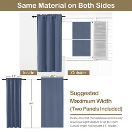 OVZME Denim Blue Blackout Curtains for Bedroom 84 Inch Length 2 Panels, Soft Fabric Room Darkening Curtains for Living Room, Dual Rod Pocket Design Modern Window Treatment Drapes, 2x40Wx84L Inches