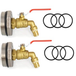 2" Water Drum Faucet 3/4 inch Outlet Brass Barrel Faucet with EPDM Gasket for 55 Gallon Drum(2 Pack)