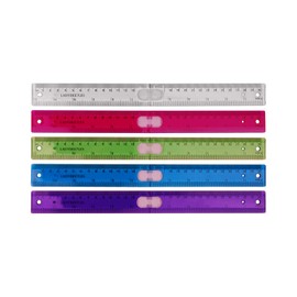 LADYBEE7LES 12" Plastic Folded Rulers Assorted Color 5pcs Pack, Foldable, Portable, Easy to Carry, Durable Printing in Inch and Metric Scale, Pefect Measuring and Drawing Tools