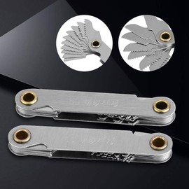 Marhynchus 2pcs Imperial Thread Gauge 55°+Metric60° Stainless Steel Screw Step Measuring Tool