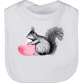 Shirtracer Baby Lätzchen - Eichhörnchen mit Herz I Eichhörnchen Liebe Geschenk Pärchen I Paar Geschenkidee Valentinstag - Unisize - Weiß