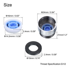 uxcell Shower Flow Reducer Limiter Set, 1.2/1.5/1.8/2.0/2.2/2.5/3.0 gpm, POM Material, Brushed Finish, G1/2 Inch, Shower Restrictor