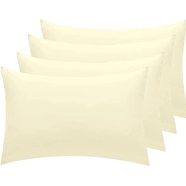 Sleep and Beyond Egyptian Cotton 200 Thread Count Percale Standard Housewife Pillow Cases 4 Pack (Cream)