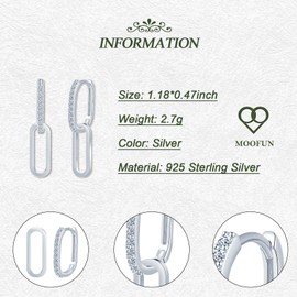 MOOFUN Earrings Silver 925 Hoop Earrings with Zircon Double Ellipse Earring Hanging Geometric Ellipse Women's Huggie Earrings for Mum Girlfriend Teenager Girls Sister Women Gift Birthday Gift,
