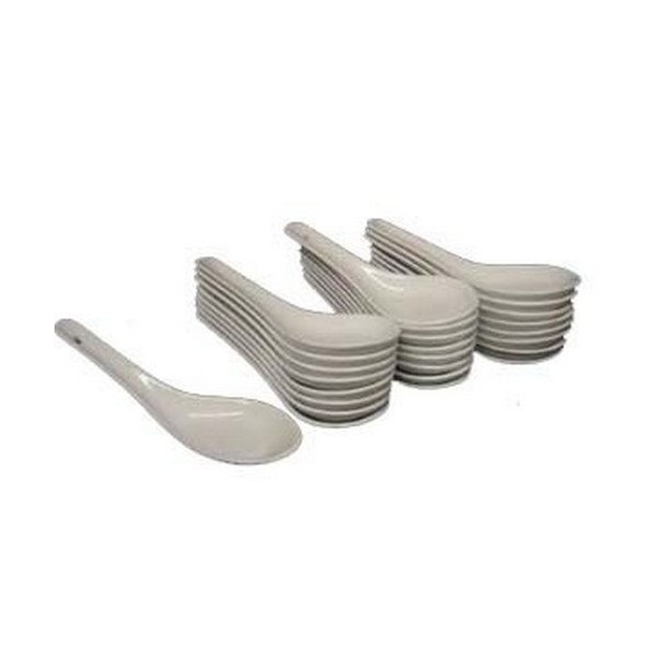JapanBargain 1572, White Porcelain Asian Soup Spoons Japaese Chinese Rice Spoons Soba Spoons Pho Spoons Wonton Spoons, Pack of 6