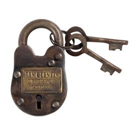 Artisan Owl Cast Iron San Quentin Prison Padlock Lock with Keys - Rustic Antique Finish with 2 Working Keys - Ideal for Vintage Decor, Decorative Hardware Collections, and Security