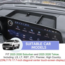 RUNROAD Dashboard Storage Organizer Tray Compatible with 2025 2026 Chevy Suburban Tahoe Accessories, Behind Screen Center Console Display Armrest Storage Tray (Only Fit 17.7-inch Touch Screen)