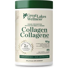 Great Lakes Wellness Collagen Peptides Powder - Unflavored - Quick Dissolve Hydrolyzed, Hormone & Antibiotic Free, Non-GMO, No Preservatives - 454g