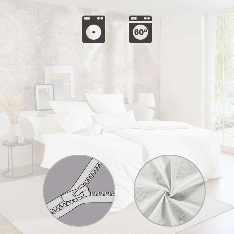 Erwin Müller Wertingen Luxury Seersucker Bed Linen, White, Size 135